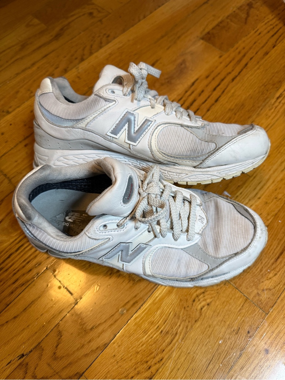 New Balance White and Light Gray Lace-Up Sneakers